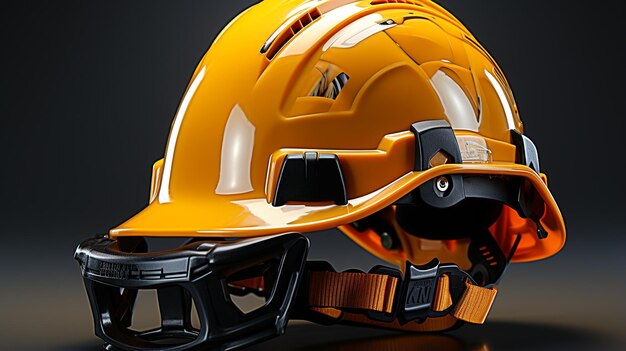 construction helmet on a gray reflective surface