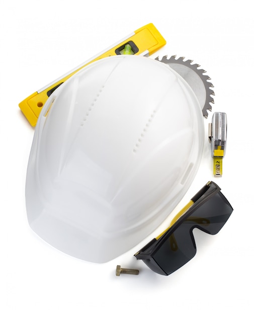 Construction helmet on white background