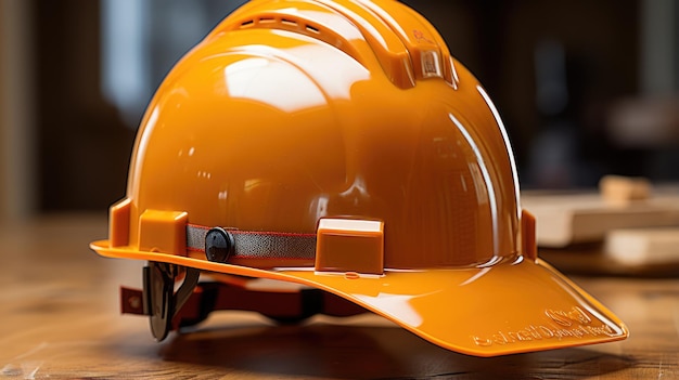 construction helmet on a wooden white tail