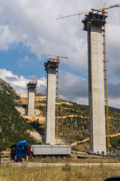 The construction of the high bridge Moracica in Montenegro