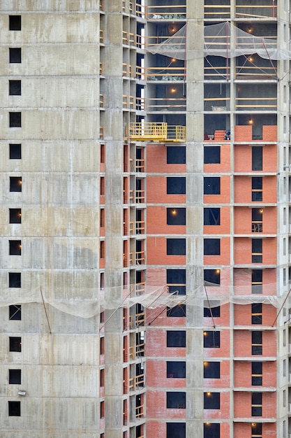 Construction of a high-rise residential modern house.