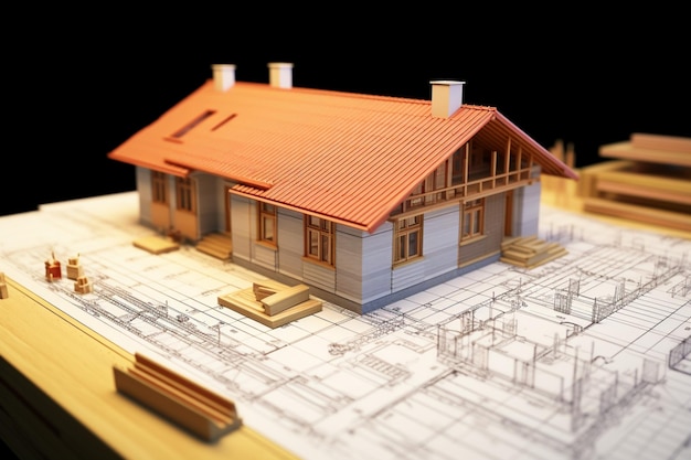 Foto concetto dell'industria delle costruzioni piani di costruzione di case e progetti
