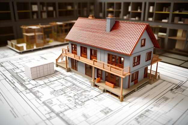 Construction industry concept Building house and project plans