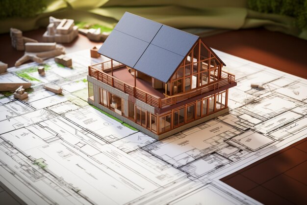 Construction industry concept Building house and project plans