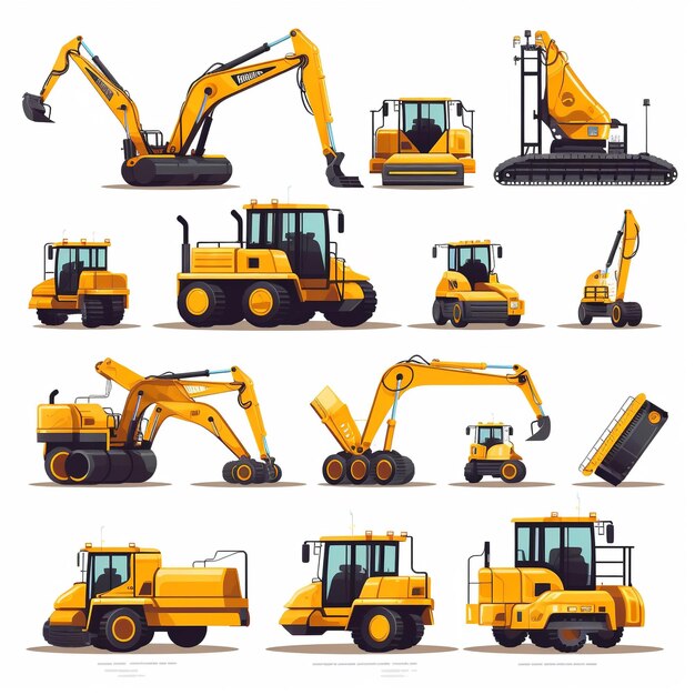 construction machinery and workers HD 8K wallpaper Stock Photographic Image