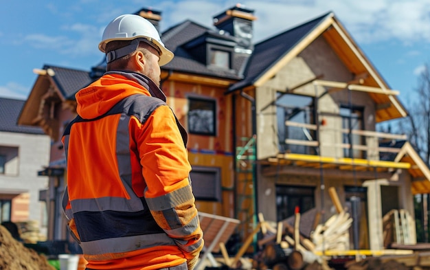 Foto uomo della costruzione sul cantiere