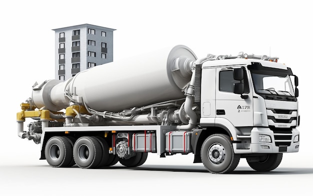 Construction Mixer Truck Isolated on a White Background Generative AI