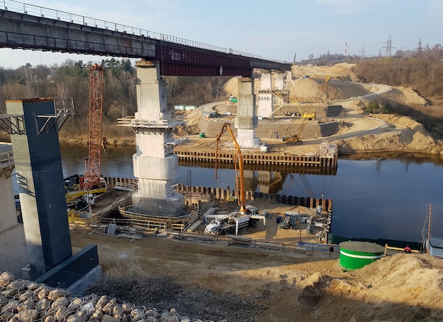 Construction of a new bridge across the river Construction of a road bridge