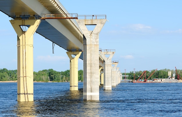 Construction of a new bridge over the river Volga Russia