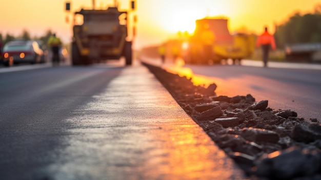 道路の表面を舗装する新しい道路の建設 アスファルト道路に選択的に焦点を当てる xA
