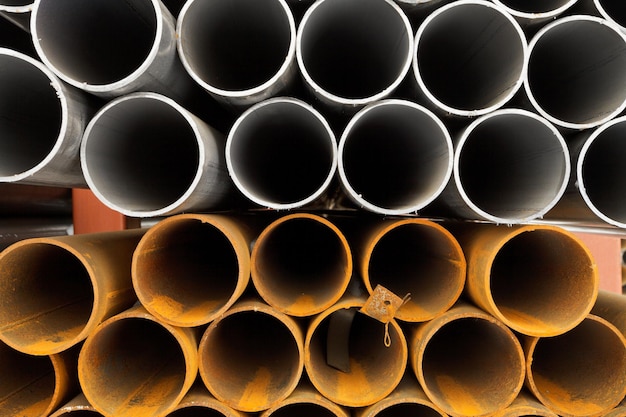 Construction pipes close up