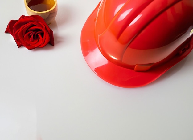 Construction red helmet with honey bowl