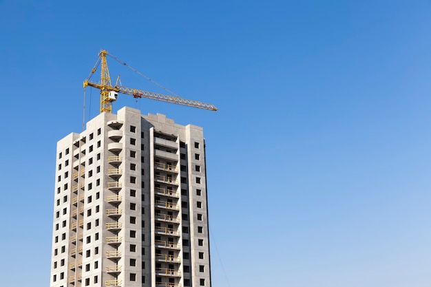 Construction of residential buildings with a large number of floors and residential apartments and premises