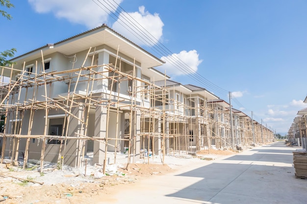 Construction residential new house in progress at building site housing estate development