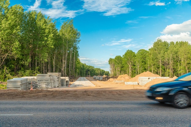 Construction of a road through the forest The road to the distance