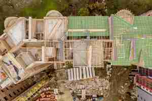 Photo construction and roof in progress to new multistorey building