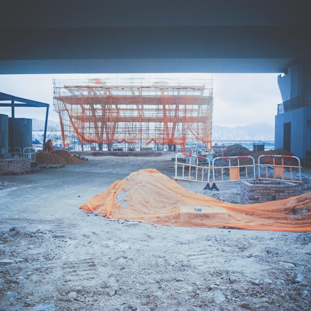 Construction site under bridge