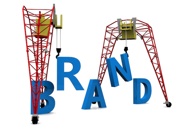 Construction site crane building brand text idea concept