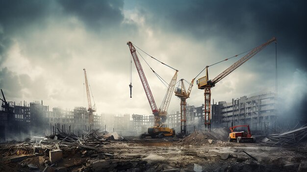 Photo construction site and crane