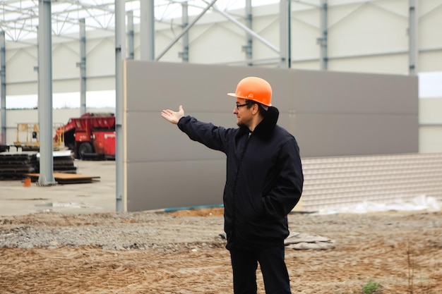 construction site engineer worker Construction of a new factory plant building