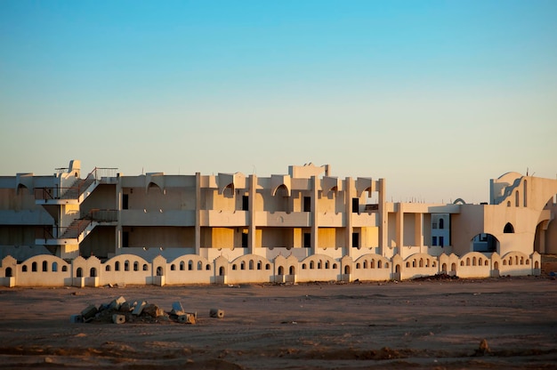 Construction site of modern building in east style