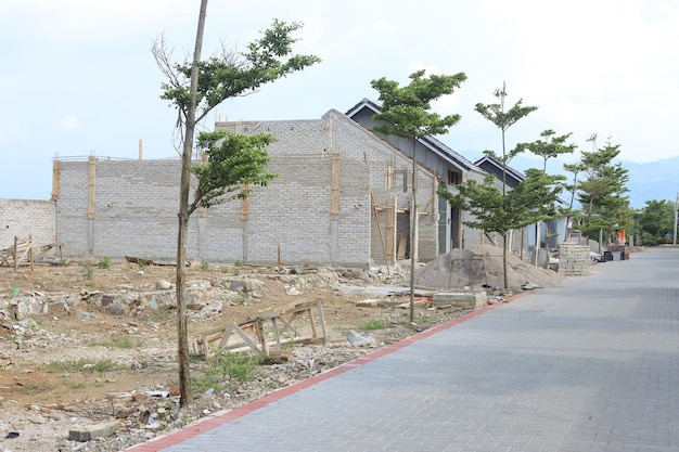 Construction site of a private house. unfinished house made of
expanded clay concrete blocks. real e