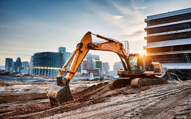 写真 機械を用いた建設現場のシーン