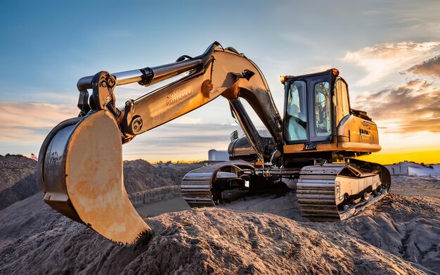 Photo construction site scene with machine