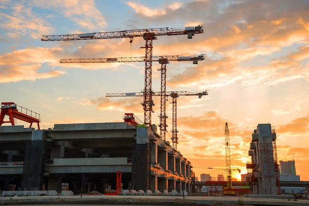 construction site at sunrise