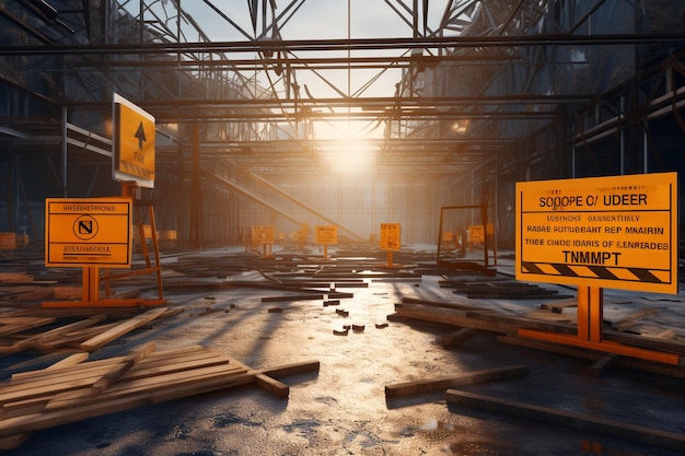 A construction site with clear safety signage Generative ai