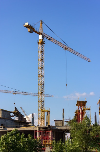 Construction site with crane and building