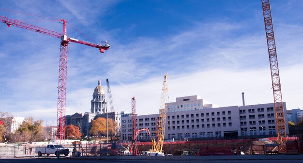 Construction site with crane in downtown Denver.