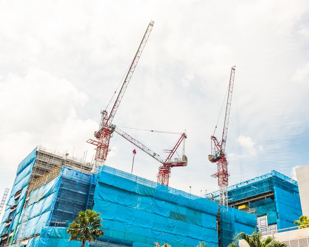 Construction site with cranes