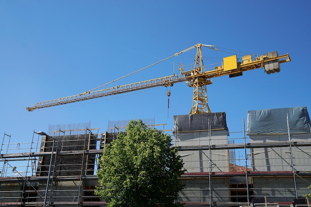 Construction site with tower crane