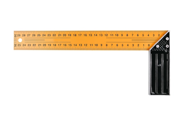 construction square triangle centimeter ruler isolated on white background