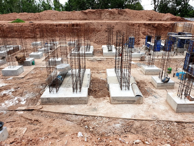 Construction of Substation spread footings foundation of 115kV Equipment such as Circuit breaker