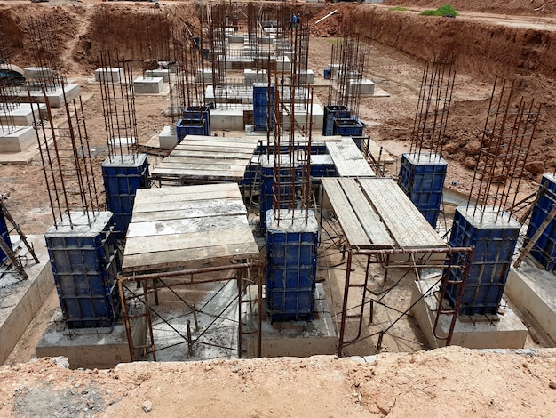 Construction of Substation spread footings foundation of 115kV equipment in the switchyard