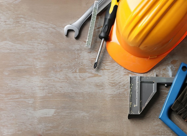 Construction tool on table