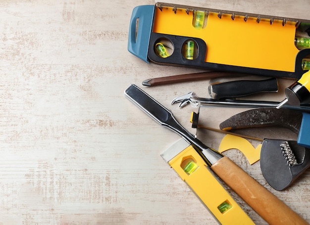 Construction tool on table