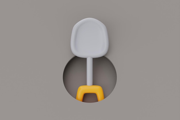 Construction tools and equipment shovel isolated on grey background labor day 3d rendering