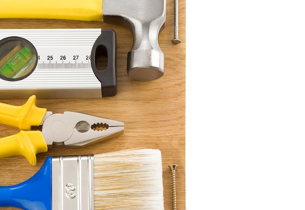 Construction tools isolated on white background