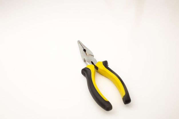 Construction tools on white background