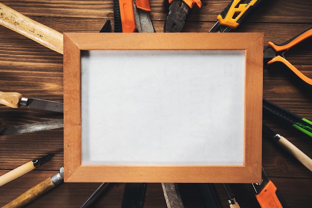 Construction tools with empty picture frame