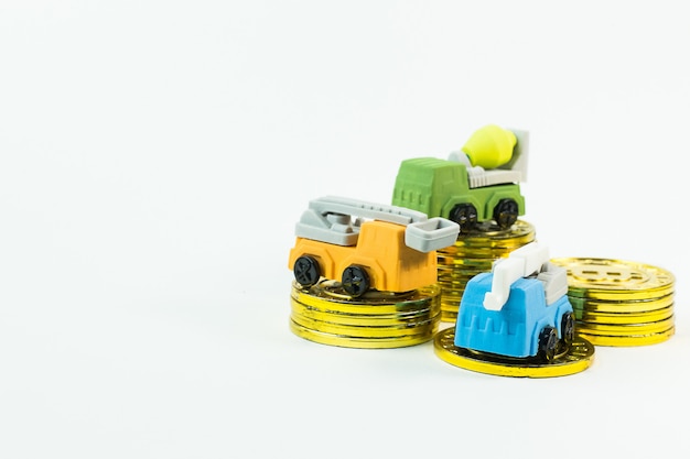 The construction toy car on white background image.