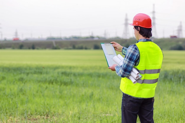 Construction two man in the field