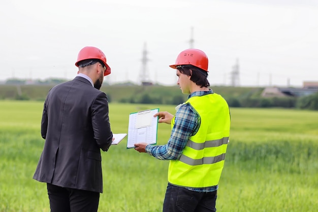 Construction two man in the field