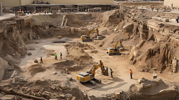 construction vehicles in a quarry