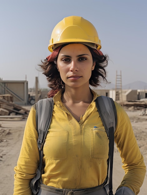사이트 구축에 건설 여성 노동자 노동 시간 초상화