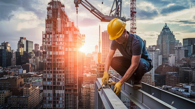 construction worker on a building site in the city