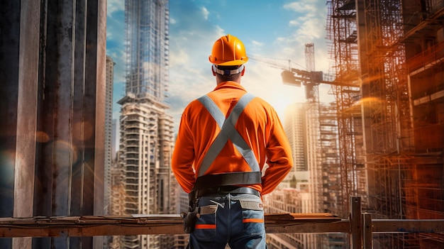 Photo construction worker on the building site